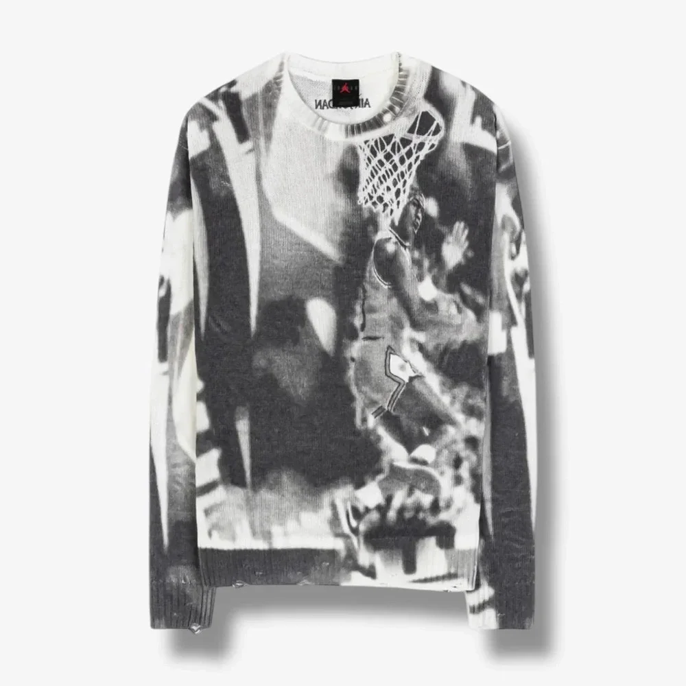 Air Jordan Knit Crew Sweater Oversized Heavyweight Men's Size L Sail HQ1635-133